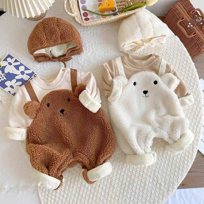  Bộ Body Dài Tay Bodysuit Áo Liền Quần Cho Bé Trai Bé Gái M3.11.24-1 Jumpsuit - Màu Nâu Trắng 