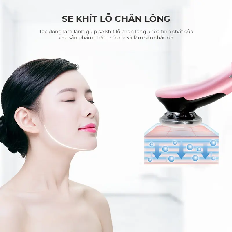 Máy massage mặt vispo VP-CM23, làm sạch đẩy tinh chất hot and cool, giúp làm sạch sâu nâng cơ trẻ hoá làn da. 3