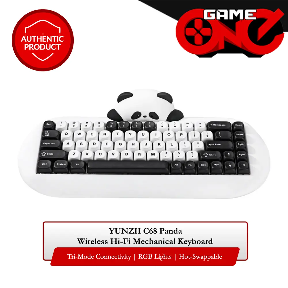 YUNZII C68 Panda Wireless Hi-Fi Hot-Swappable RGB Mechanical Keyboard ...