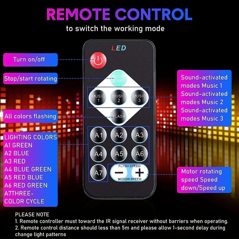 7 Colors Strobe Light Sound Activated Stage with Remote Control Disco Ball Lamps for Home Room Parties Kids Birthday Wedding Bar 5