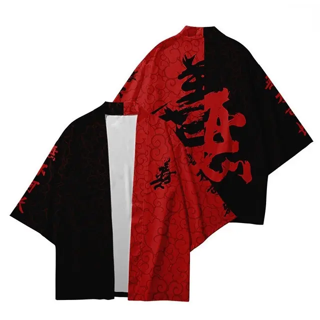 Kimono Haori Giapponese Sanfly – Cardigan Unisex Con Stampato Volpe, Streetwear Estivo, Yukata Per Cosplay E Samurai (Poliestere)