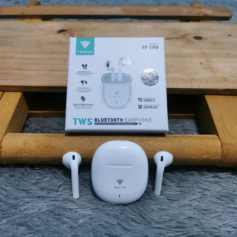 TWS Bluetooth TECNIX T99 Earphone Hitam Wireless Putih 3