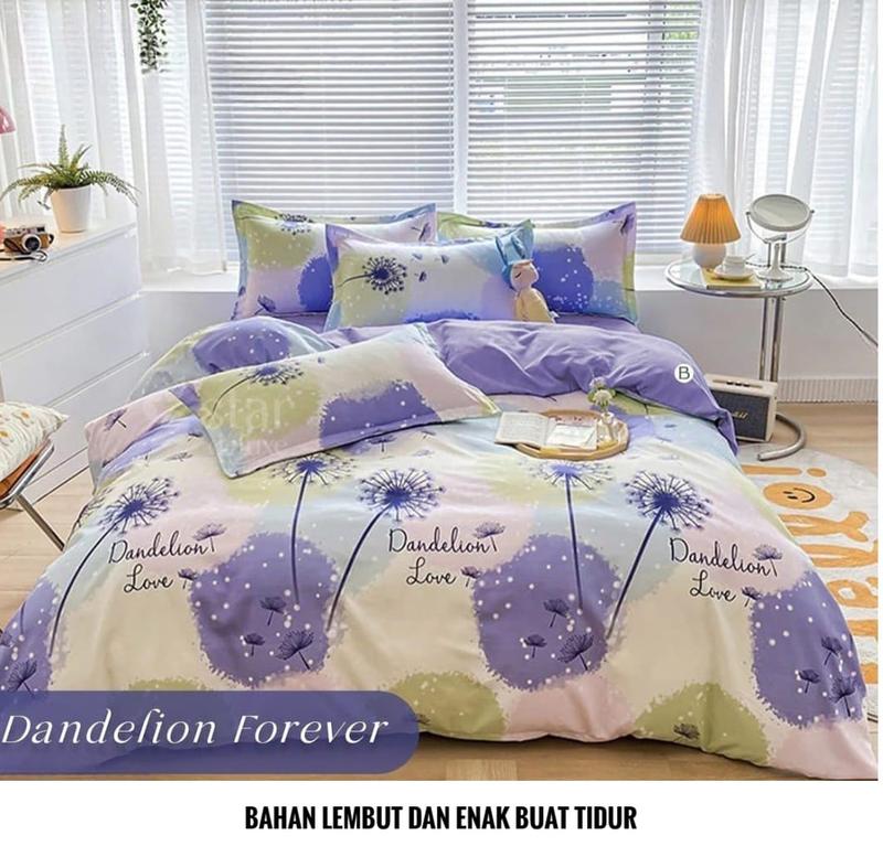 SPREI SET ANTI GESER BAHAN OLAHAN HALUS DANDELION DAN DAISY BAHAN Kain ADEM Free Karet ANti Geser Include Sarung Bantal Guling 0