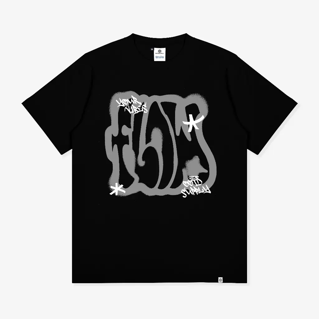 Ootdsupply regular tshirt 24S flow black & white color | T-shirts men & women ts104 Casual Jeans Kaos Wanita Pria Tee Atasan Pendek Fit Hitam
