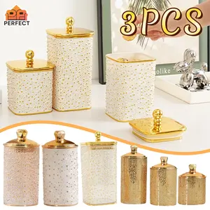 PERFECT 3PCS/Set Toples Penyimpanan Tempat Penyimpanan Tutup Sabuk Toples Hari Raya Toples Lebaran Tempat Penyimpanan Snack Mewah