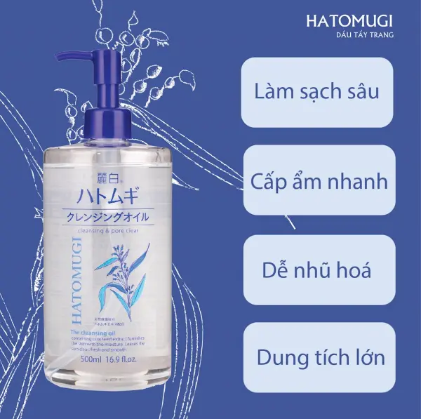 Nước tẩy trang Hatomugi dưỡng ẩm và làm sáng da chiết xuất ý dĩ Nhật Bản 500ml Cosmetic 4