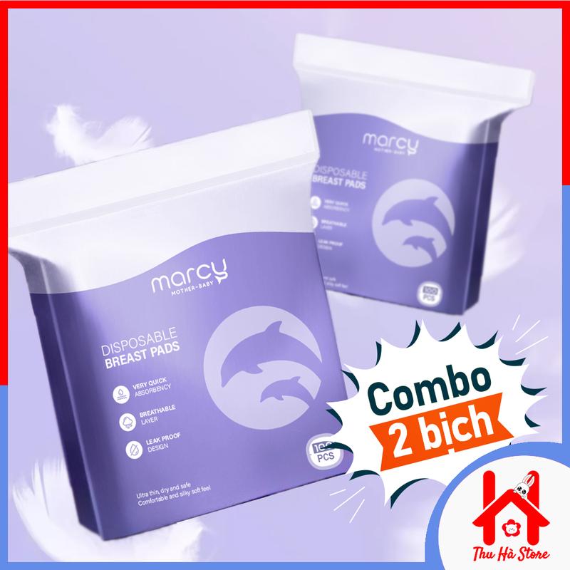 Combo 200 Miếng Lót Thấm Sữa MARCY (2 Túi mỗi Túi 100 miếng) Siêu Mỏng Siêu Tiện Lợi Giá Rẻ Cho Mẹ Bỉm Sữa