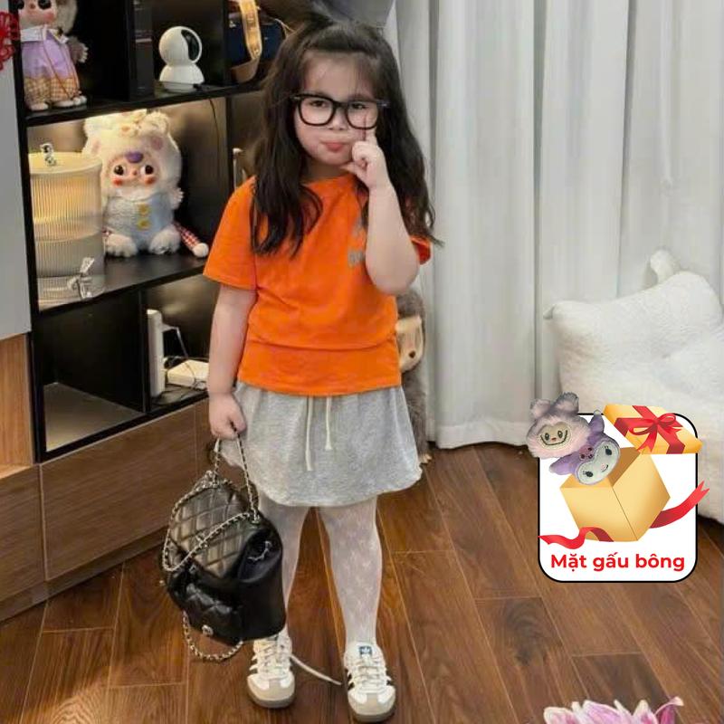 Tặng mặt gấu bông set đồ cho bé gái áo thun chân váy hoạ tiết HÌNH IN ACME DELA chất vải cotton SIZE 9-45kg MÃ 898