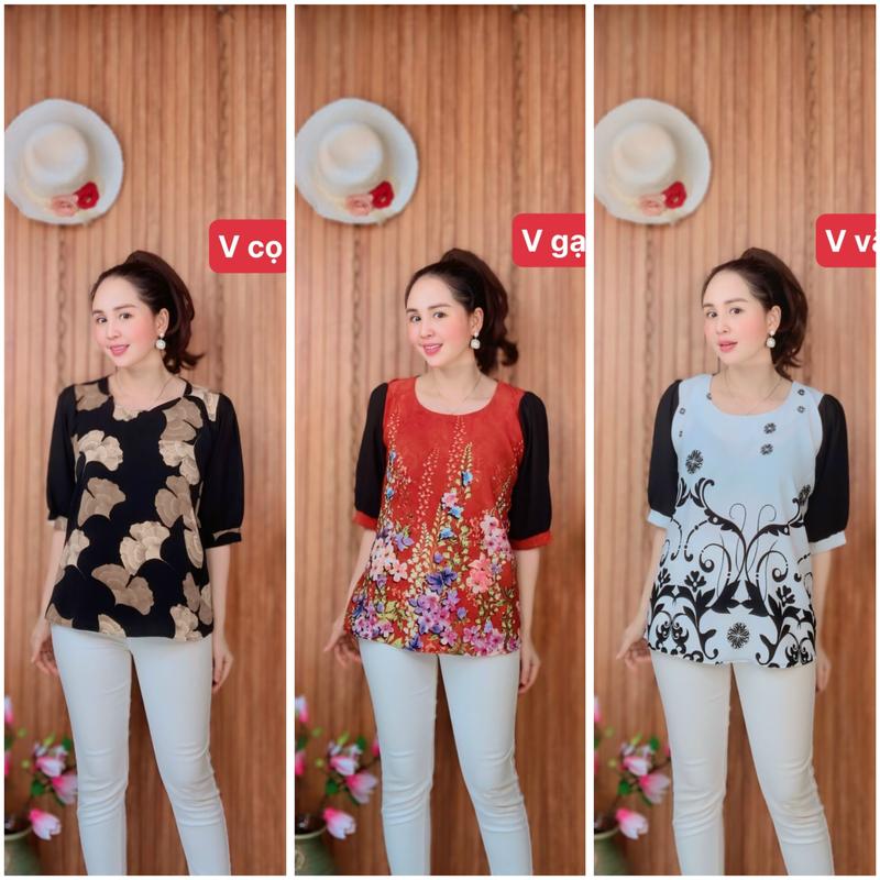 ÁO KIỂU HỌA TIẾT TAY PHỐI VOAN TRUNG NIÊN