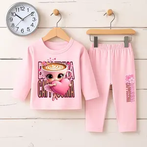 Setelan Baju Piyama Anak Perempuan Motif Anomali Ballerina Cappucina Lucu Lengan Panjang & Celana Panjang Bahan Poliester Adem Nyaman Size 3-10 Tahun Fashionable