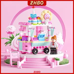 Mainan Balok Bangunan Kota Mini yang Menggemaskan - Mainan Teka-Teki Mobil & Gerobak Es Krim untuk Anak-Anak Perempuan