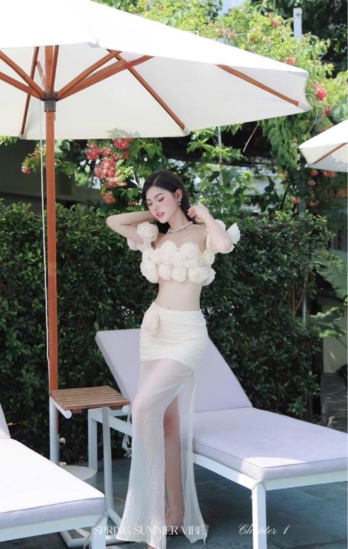 Product Introduction of SET ÁO KẾT HOA NHIỀU RỚT VAI CHÂN VÁY NHÚN 10