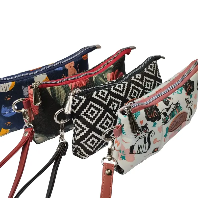 Dompet Pouch HP dan Uang by Enbi - Clutch Wanita Multifungsi dengan Bahan Kanvas Motif wristlet 0