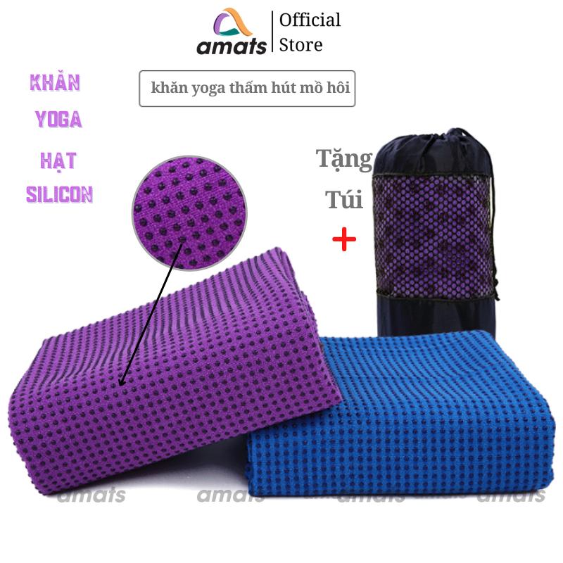 Khăn trải thảm tập yoga Silicon siêu bám, siêu thấm hút gấp 3 lần (Tặng túi đựng) Cao Su Tập Thể Dục Thảm Yoga Nữ