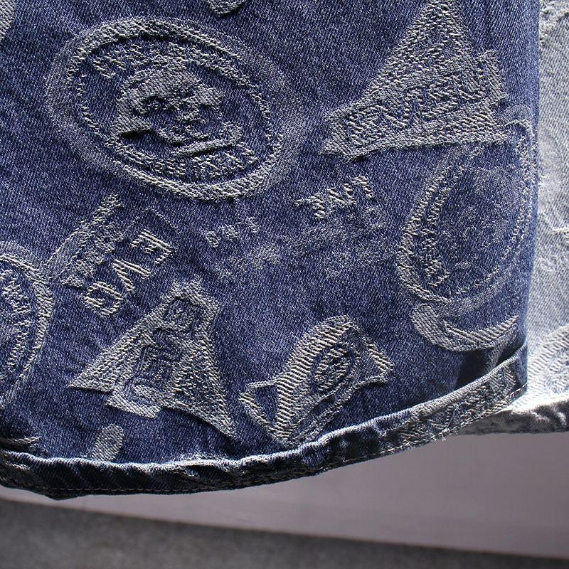 Product Introduction of Quần Soóc Denim, Xu Hướng Phong Cách Mỹ, In Cao Cấp, Dành Cho Nam Giới, Mặc Mùa Hè, Dáng Rộng Vừa Vặn, Quần Dài Đến Đầu Gối Thẳng, Với Đồ Trang Trí, Quần Soóc Cướp Biển Đẹp Trai Menswear 18