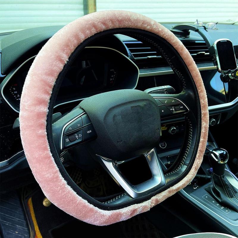 Product Introduction of High Quality Warm Car Steering Wheel Cover Gearshift Handbrake Cover Plush Thick Black Protector Super Women Decoration Soft Pink Man 20