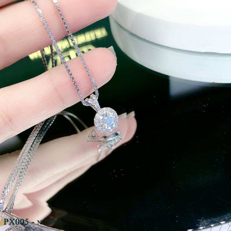 Mặt Dây Chuyền Bạc 925 Xi Kim Viên Chủ Moissanite 6.3mm PX005 Hà Tuấn Jewelry