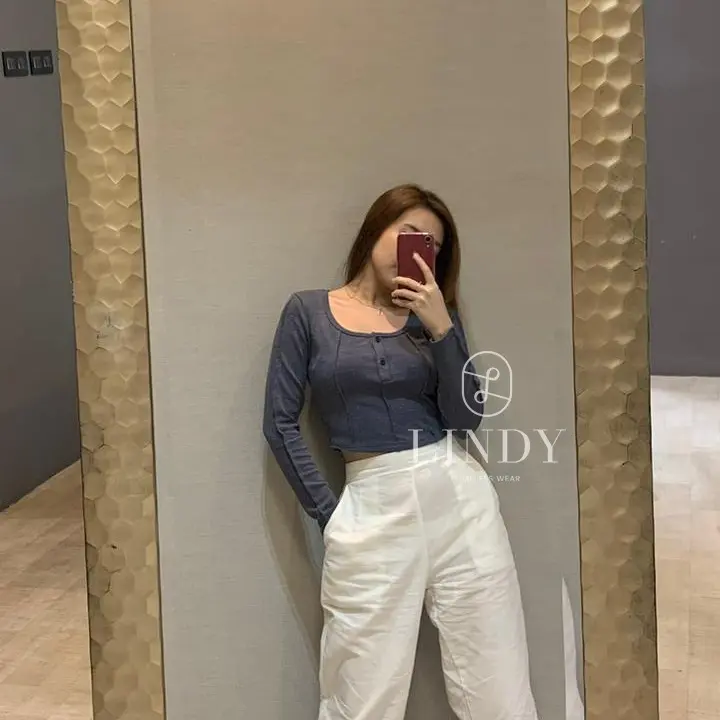 LINDY Kyra Top - Atasan Lengan Panjang Knit Wanita Outfit Korean Style Casual Formal