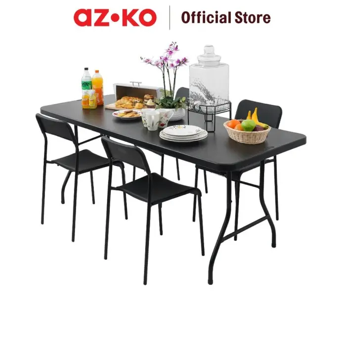 AZKO New Storm 182X76 cm Meja Taman Lipat - Hitam Foldable Garden Desk Picnic Table Meja Halaman Serbaguna Furniture Indoor Outdoor 4