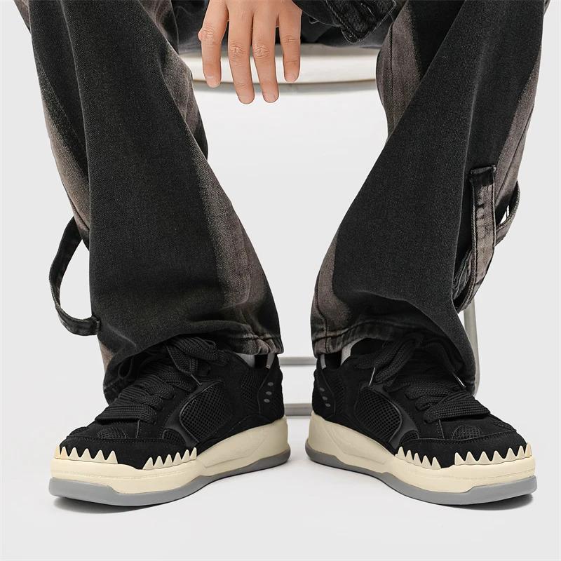 2024 New Customize Dinosaur Design Men Flat Skateboarding Shoes Leather Women Fashion Street Walking Sports Sneakers Casual Trainers_voghion.com