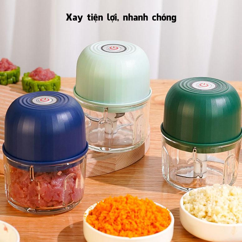 Máy Xay Đa Năng Mini Cầm Tay Không Dây Xay Thịt, Tỏi Ớt , Xay Rau Củ,... Cổng Sạc Type C Đồ Dùng Nhà Bếp Tiện Lợi