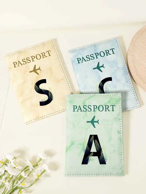 Letter Pattern Passport Case, Lightweight & Portable Passport Holder, Multi-functional Passport Cover, Travel Accessories for Men & Women 7