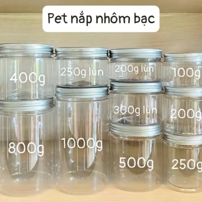 (Combo 10 hủ ) pet trong nắp màu 100g-200g-250g-300g đựng kem body,gia vị ,tp 8