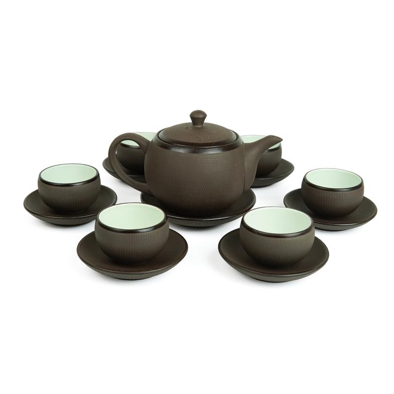 Bộ Ấm Chén Gốm Mộc Trơn 300ml - Nghệ Nhân PHẠM THẾ ANH - Gốm Sứ Bát Tràng Linh Khang Làm bằng tay Có ấm pha có thể tháo rời Tea Sets làm bằng tay có tay cầm bộ thưởng trà