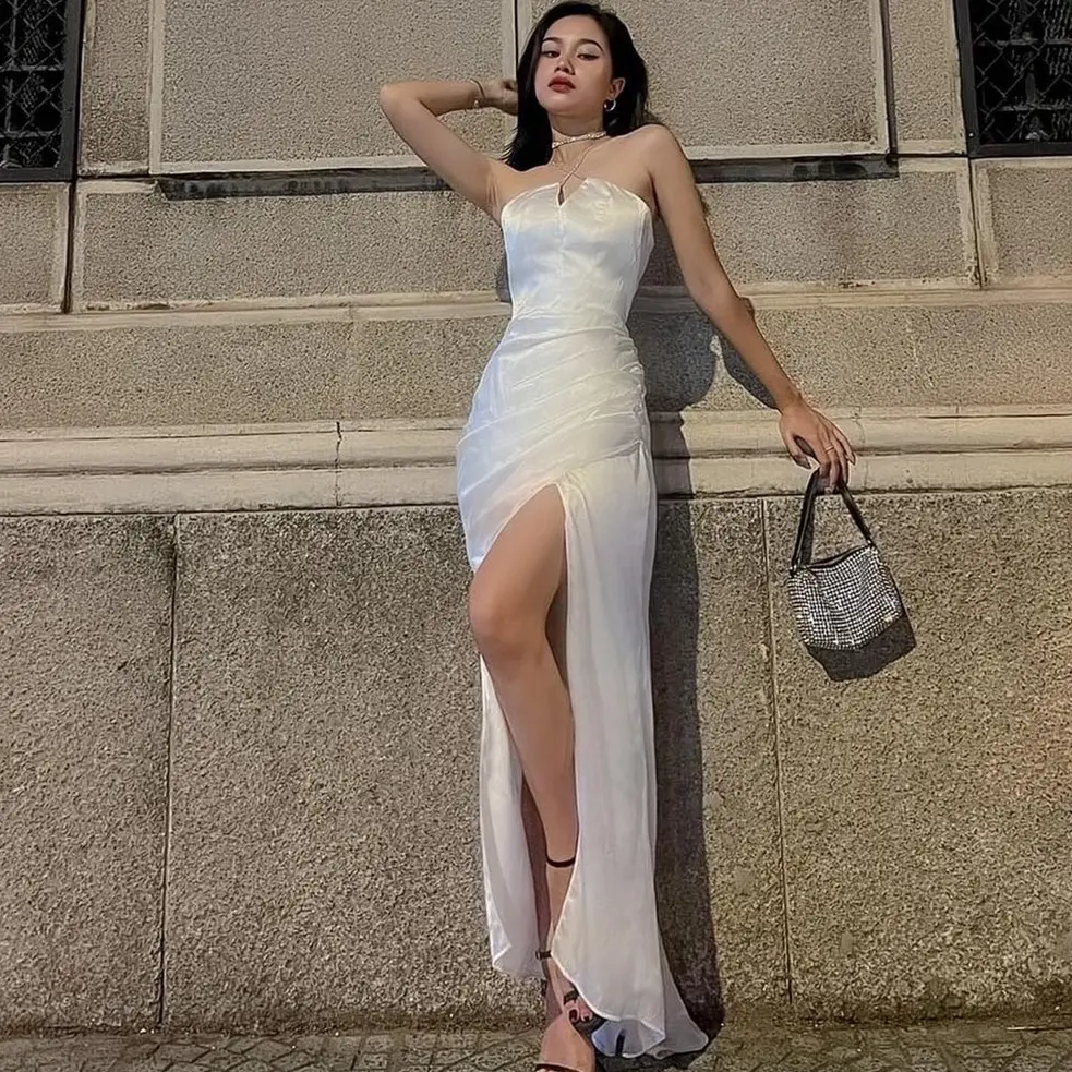 ĐẦM LỤA DÂY ĐÁ YẾM XẺ TÀ 3 MÀU (eo dưới 76cm)