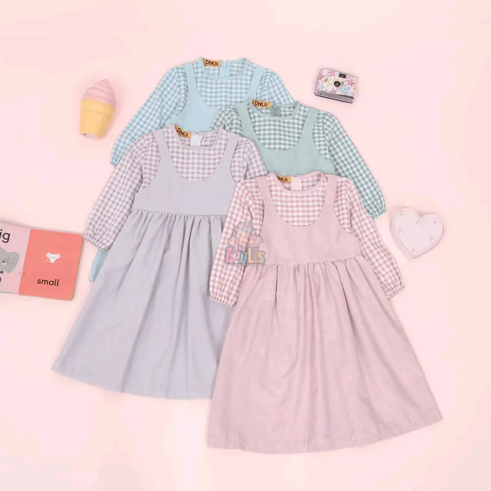 Gamiss Kaureen by Deulis//gamis katun anak 2-8th Cantik Dress Muslim
