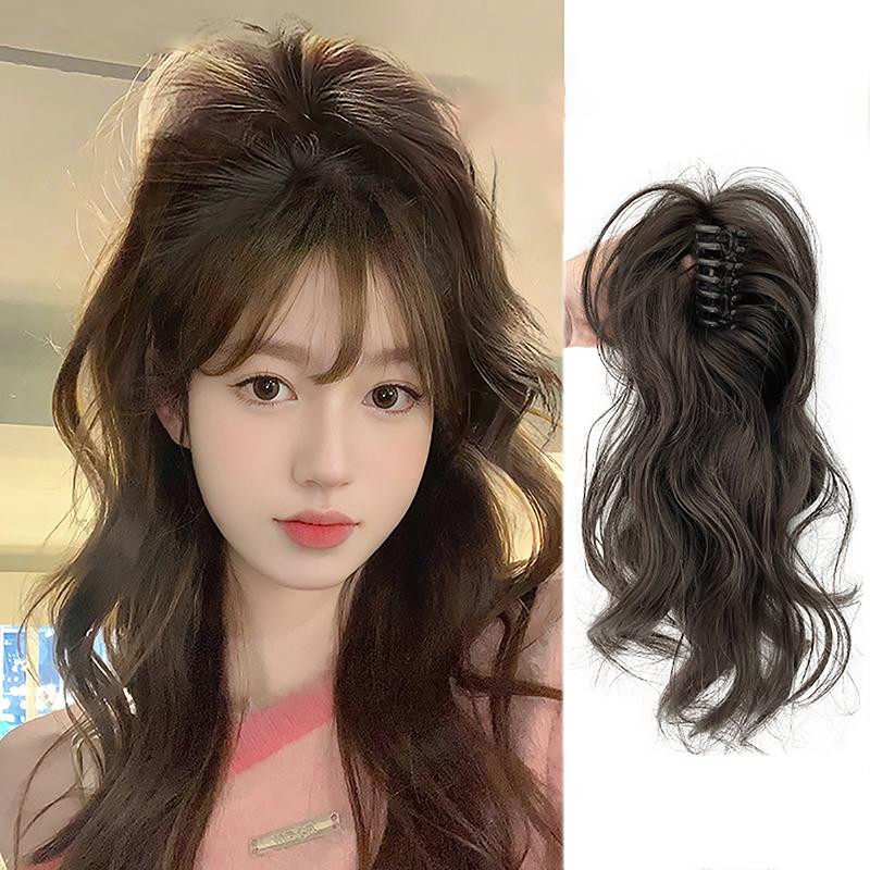 Tóc Nối Đuôi Ngựa Kẹp Càng Cua, Chất Liệu Tổng Hợp, Dài Ngắn, Xoăn, Đuôi Tự Nhiên, Tóc Giả, Dành Cho Nữ, Kiểu Đuôi Ngựa, Màu Đen, Kẹp Tóc 1