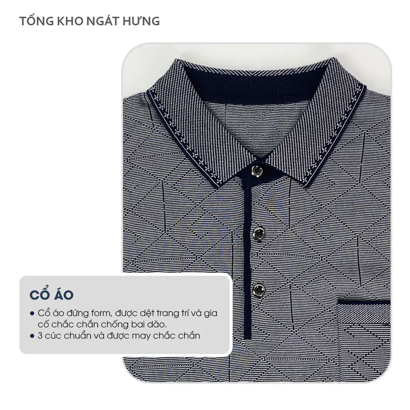 Áo Nam Trung Niên Chất Thun Lạnh Quảng Châu Cao Cấp Menswear Có Cổ Ngắn Tay A02 Polo Nhung Shirt Tặng bố 2