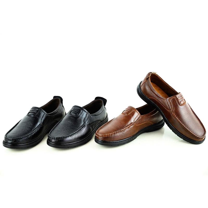 Giày Lười Trung Niên LD_TN02 - Giày Lười Nam Da Bò Đế Cao Su, Có 2 Màu Đen Và Nâu, Đủ Size Từ 38 -44