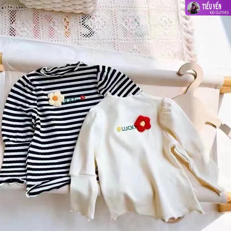 A036-Áo nỉ giữ nhiệt bé gái xinh yêu e màu kẻ/kem(9-25kg) Tiểu Yến KID