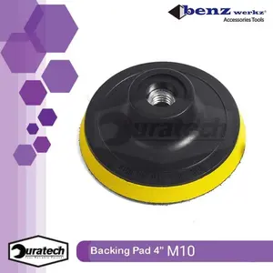 Benz Werkz Rubber Pad 4" Tatakan Amplas 4 Inch - Buffing Pad Amplas Poles 4" Drat M10 - Plastik Pad Mesin Gerinda Tangan 4" Tatakan Amplas Bulat Perekat Gerinda Rubber Pad 4Inch Backing 4