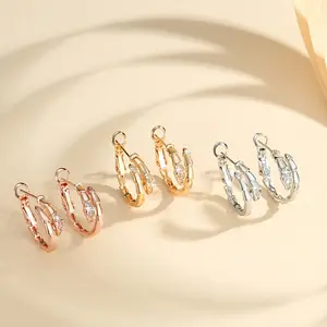 TX073 Anting Berlian Titanium Anting Hoop Personalisasi Anting Wanita Korea Anti Karat Dan Anti Luntur