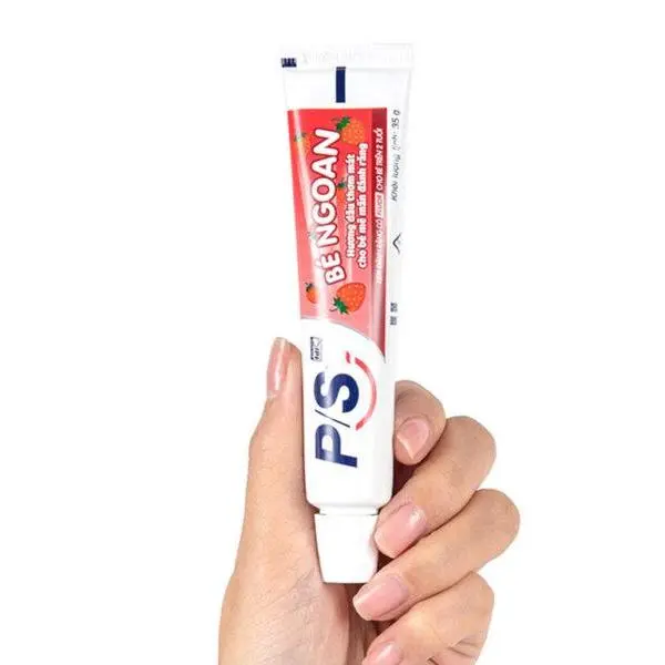 Kem đ﻿ánh răng cho bé nuốt được PS Bé Ngoan Hương Dâu 35g Trên 2 tuổi  - Tip kem đ﻿ánh răng cho bé kem  đánh 3
