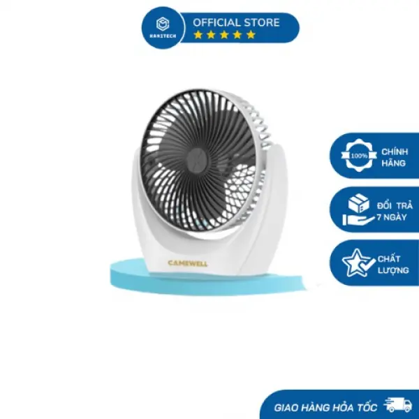 Quạt Mini Để Bàn, Quạt Tích Điện Camewell Động Cơ Không Tiếng Ồn, Xoay 210 Độ, Pin Khủng - Hanitech Store