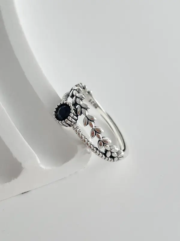 S925 Sterling Silver Fashionable Black Zirconia Decorated Ring, Fashion Jewelry for Party, Daily Clothing Decor, Trendy Exquisite Jewelry for Birthday Gift Silver Jewelry 2
