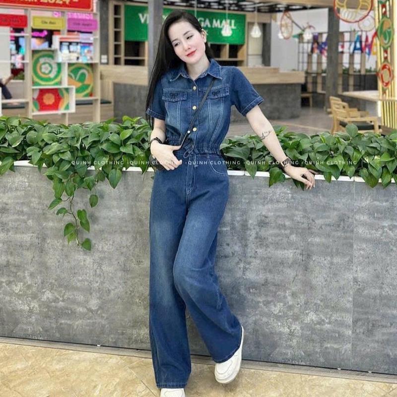  SET BỘ JEAN DEMIN ÁO TAY NGẮN RÚT DÂY EO MIX QUẦN DÀI ỐNG RỘNG CÁ TÍNH Women Form Siêu Chuẩn Mẫu Đơn Giản Dễ Mặc Phong Cách Cute Sang Chảnh 