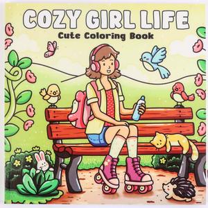 Cozy Girl Life Coloring Book, Cute Girl Coloring Book, DIY Painting Book for Adults & Teens, Birthday Gift Ideas