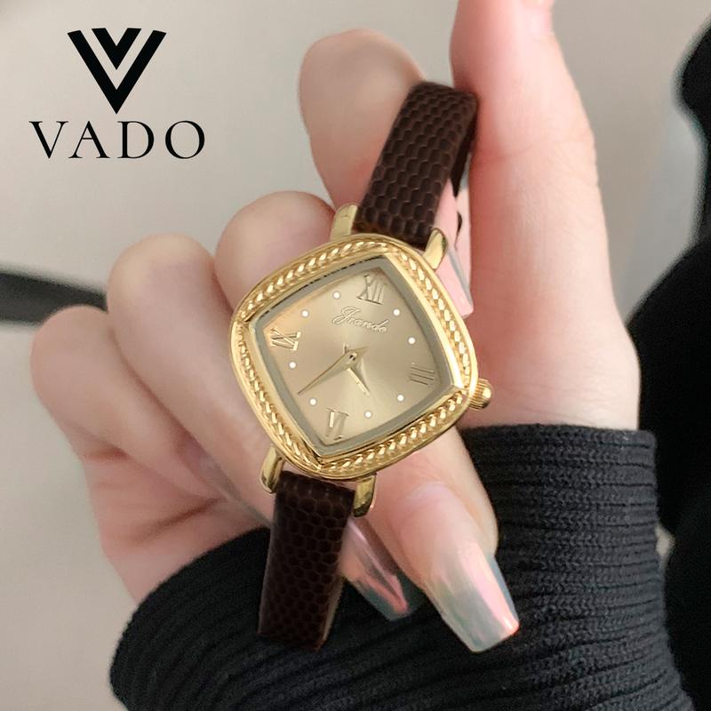 [LIVE 1 - DH7282] Đồng hồ nữ nhỏ xinh mặt vuông dây da, mặt số hoạ tiết, phong cách cổ điển - DH7282