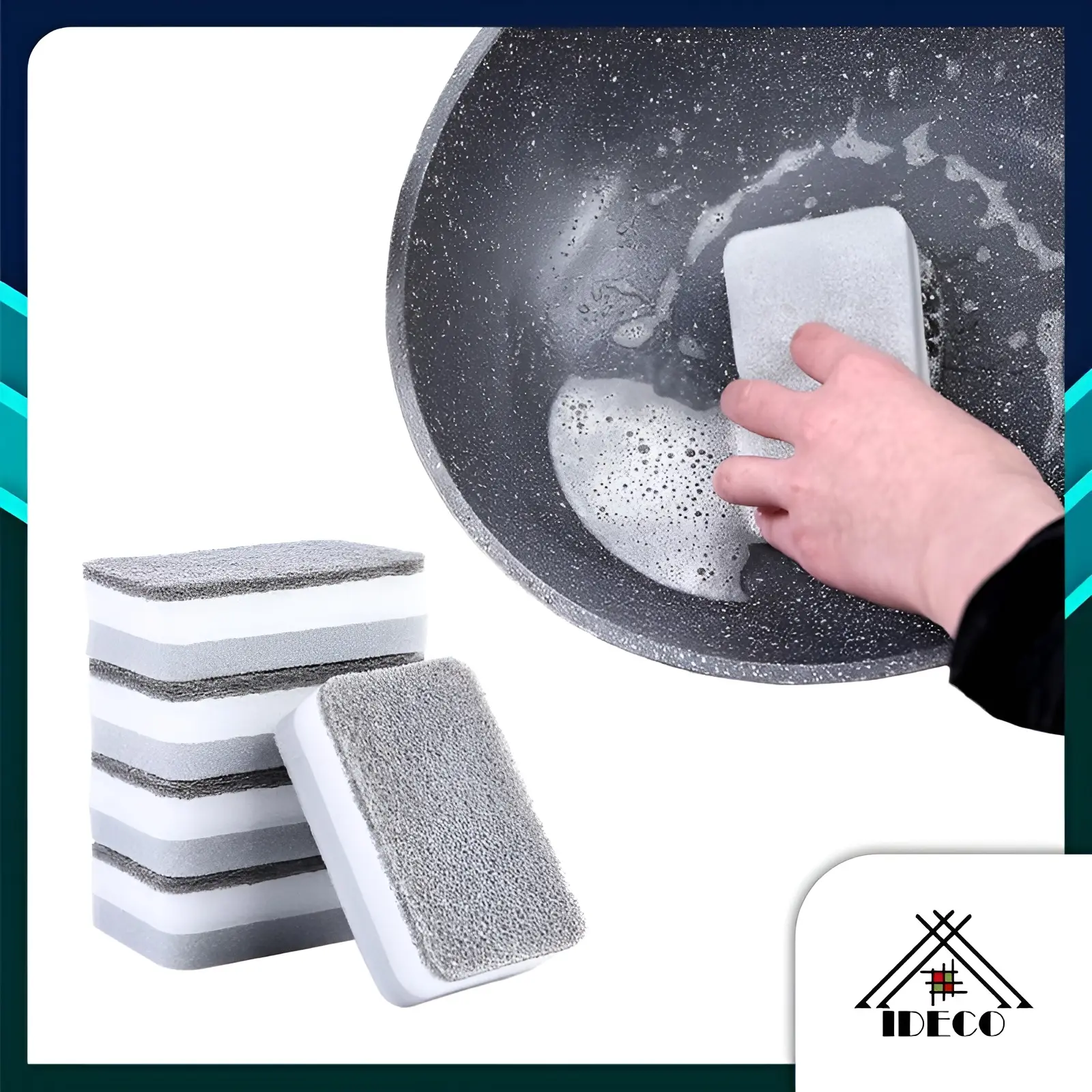 iDECO Dishwashing Sponge Cleaning Multipurpose Scouring Pads Kitchen Soap Household Home Cleaning Pad Dishwashing Sponge Supplies
