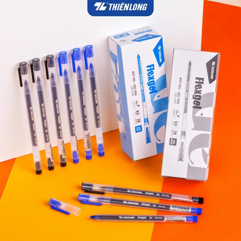 Combo Bút gel mực khô nhanh Thiên Long Flexgel GEL-042 ngòi 0.5mm nét viết êm mượt
