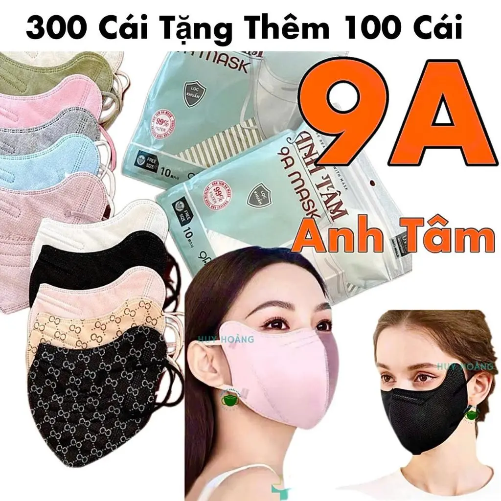 Khẩu trang 9A ANH TÂM 5 lớp chống nắng gò má, tia UV che kín mặt 50kg - 85kg - unicare