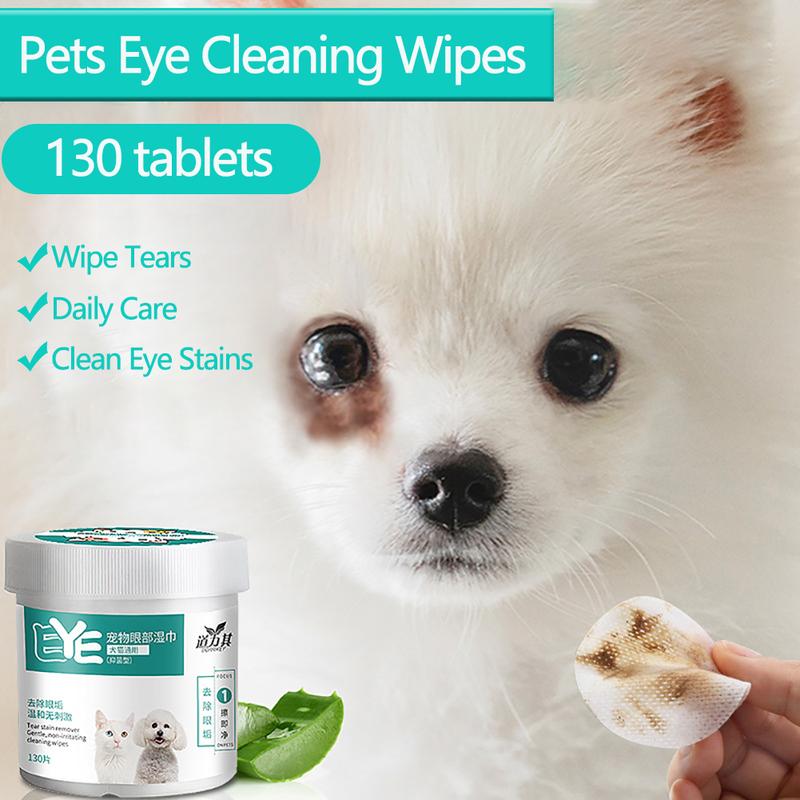 130 Pcs Pet Eye Wet Wipes Dog Cleaning Paper Cat Tear Stain Remover Soft Non-intivating Cleaning Towels Portable Grooming Supplies Pets Accessory #434749 0