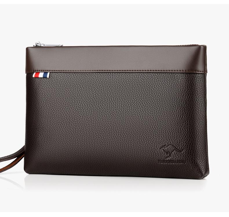 Product Introduction of Kangaroo Men's Handbag Fashionable Casual Large Capacity Clutch Male Clutch Male Clutch Soft Leather Envelope Bag Men's Bag 27