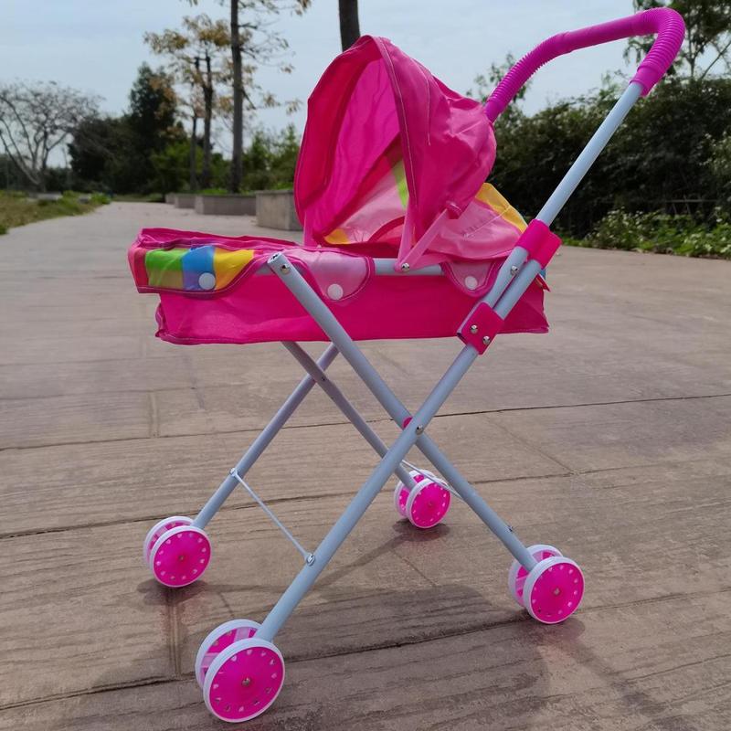 Doll Stroller Playing Pretend Game Educational Toy Foldable Stroller Children Simulation Pushcart for Infant Ages 0-2 Years 6