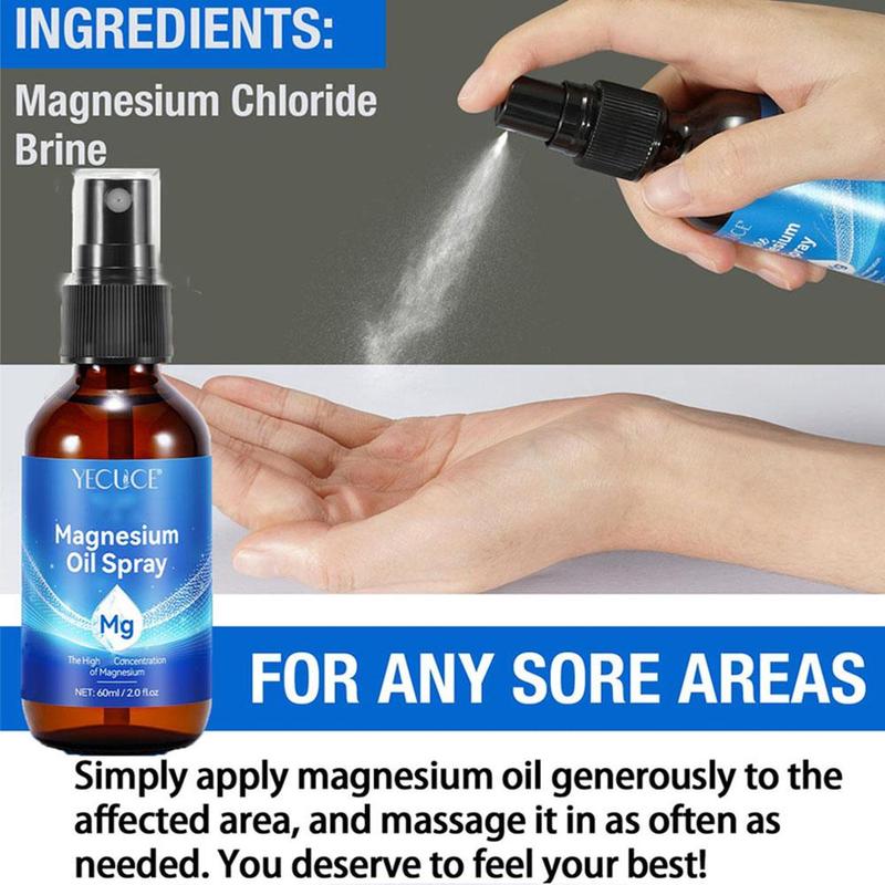 60ml Pure Magnesium Oil Spray, Multi-functional Comfort Moisturizing Body Skincare Oil, Hydrating Body Care Liquid for Women & Men, Body Moisturizer, Back To School, Body Spray, Body Care Products, Christmas Gift, Body Care 3