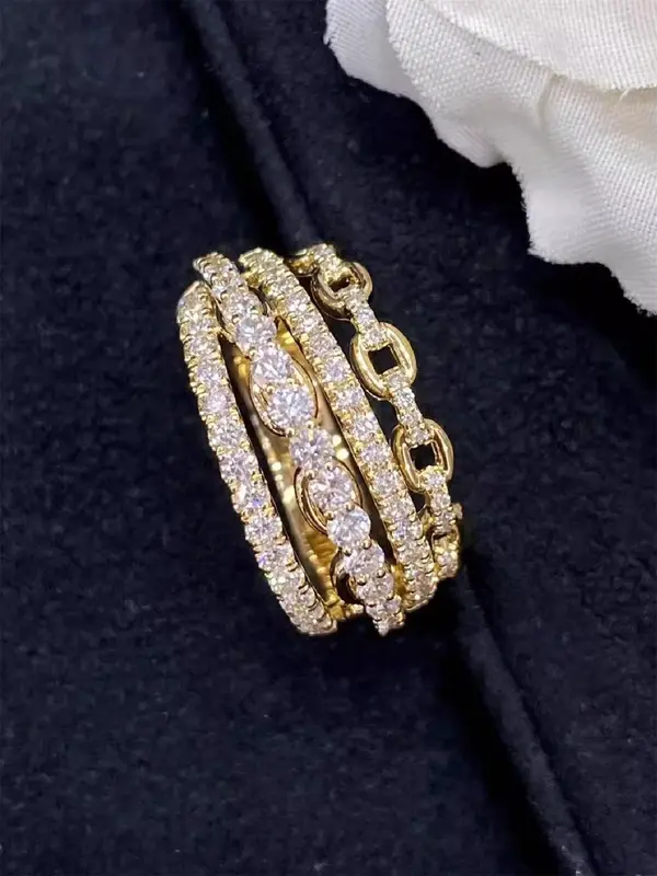 Women's Elegant Rhinestone & Hollow Out Decorated Multi-layered Ring, Exquisite Trendy Ring, Fashionable Jewelry for Women As Gift 6